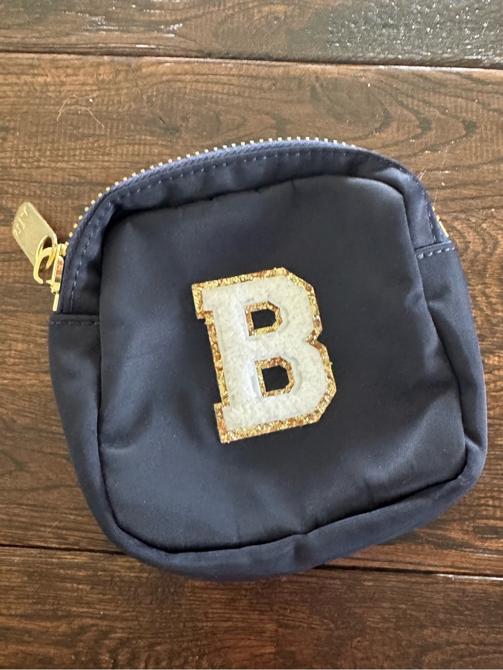 AR WORKSHOP Black Travel Pouch with Gold-Trim 'B' Accent
